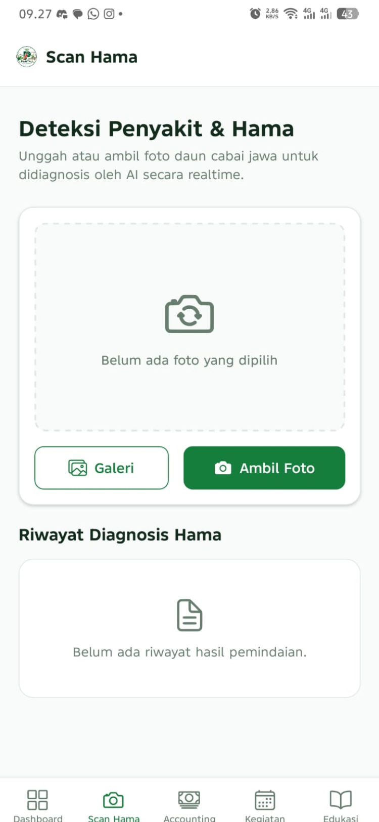 Screenshot menu Scan Hama PANTAU